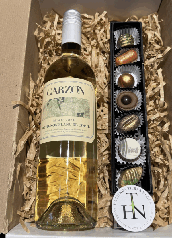 Pack Dia del Padre Bombones y Vino Sauvignon Blanc Garzón de Corte - Imagen 1