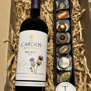 Pack Dia del Padre Bombones y Vino Los Cardos Malbec Bodega Doña Paula