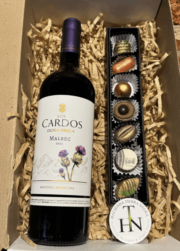 Pack Dia del Padre Bombones y Vino Los Cardos Malbec Bodega Doña Paula - Imagen 1